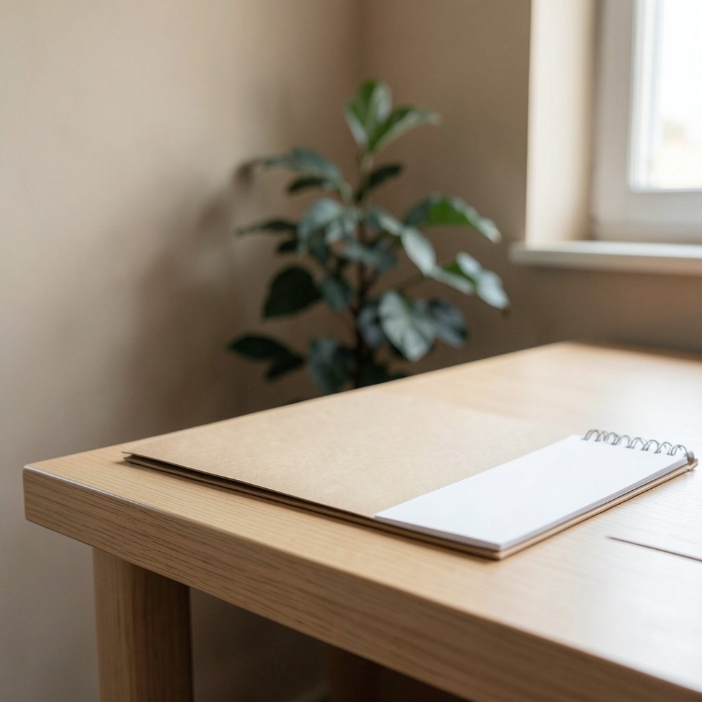 Carpeta de documentación preparada para una reunión laboral